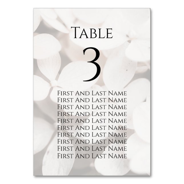 Modern Minimalist White Floral Seating Chart Card (Front)