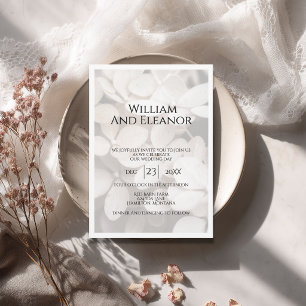 Modern Minimalist White Floral Wedding Invitation