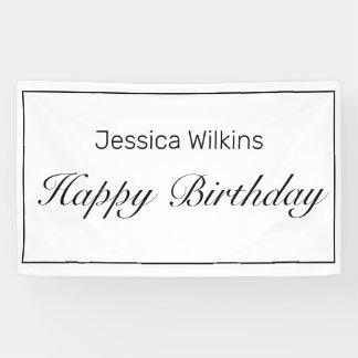 Modern Minimalist White Happy Birthday Banner