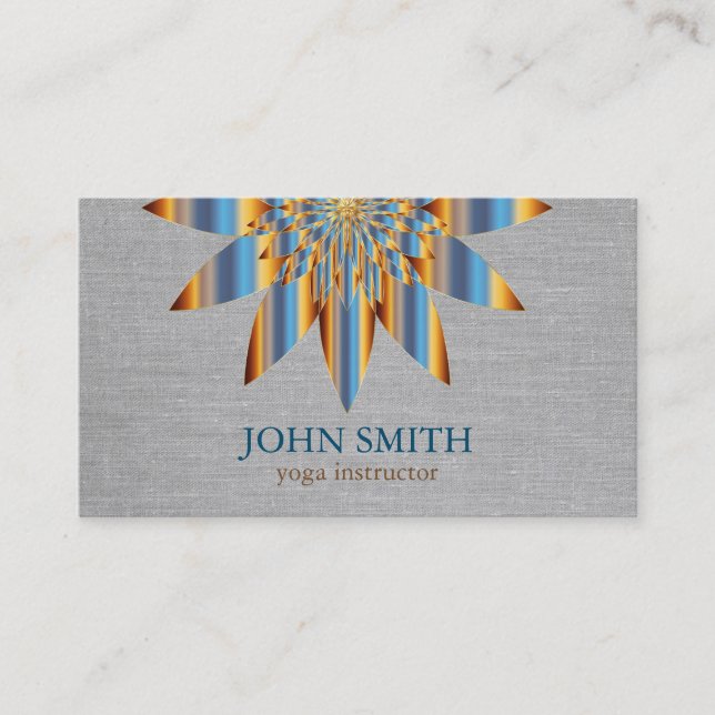 Modern Minimalist White Lotus Yoga Instructor Business Card (Front)