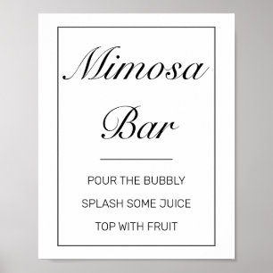 Modern Minimalist White Mimosa Bar Wedding Sign