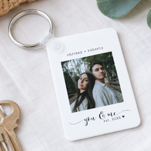 Modern Minimalist White Photo Script Keychain