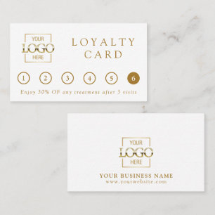 Modern Minimalist White Professional Logo Reward Loyalty Card