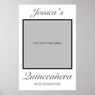 Modern Minimalist White Quinceañera Photo Prop Poster
