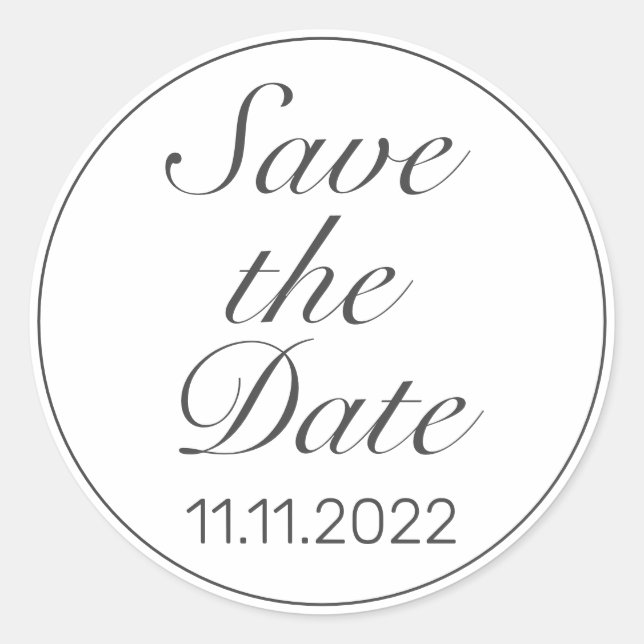 Modern Minimalist White Save the Date Wedding Classic Round Sticker (Front)