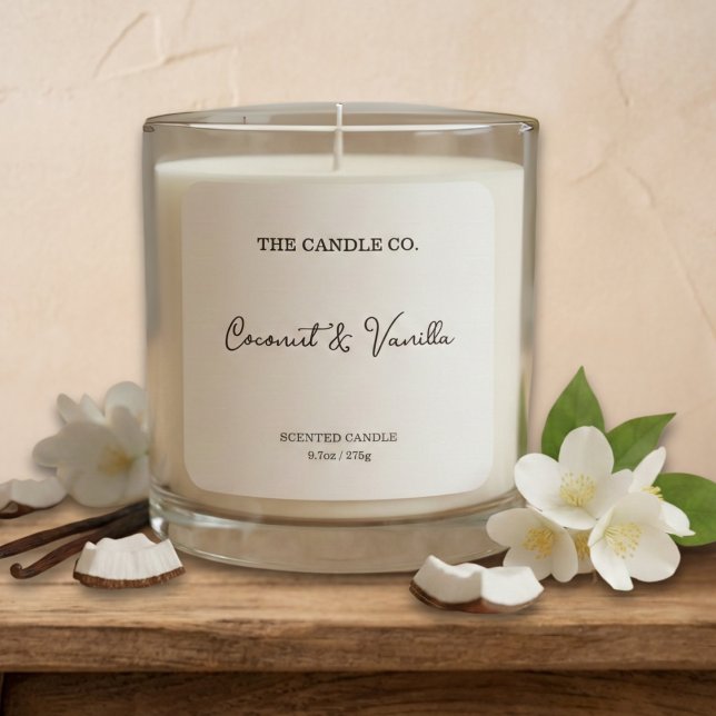 Modern Minimalist White Script Candle Label  (Creator Uploaded)