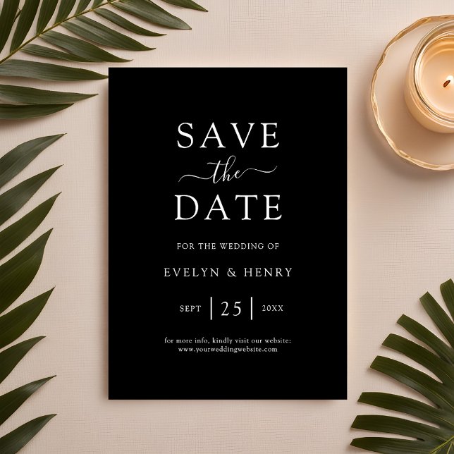  Modern Minimalist White Script Wedding Save The Date (Creator Uploaded)