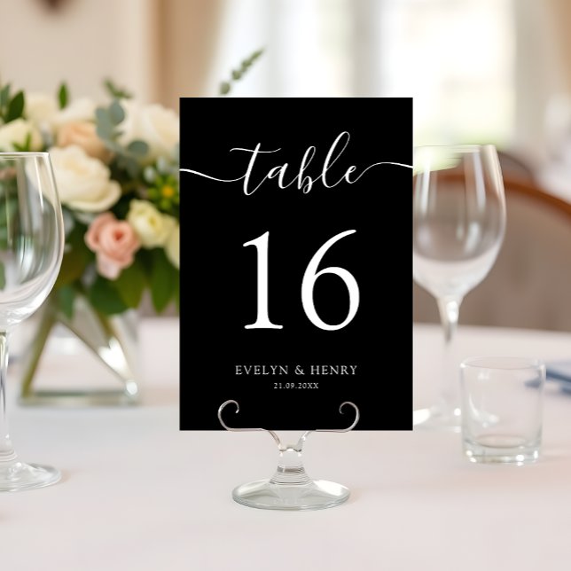 Modern Minimalist White Script Wedding Table Number (Creator Uploaded)