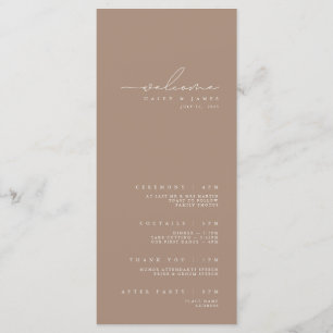 Modern Minimalist White & Taupe Wedding Program