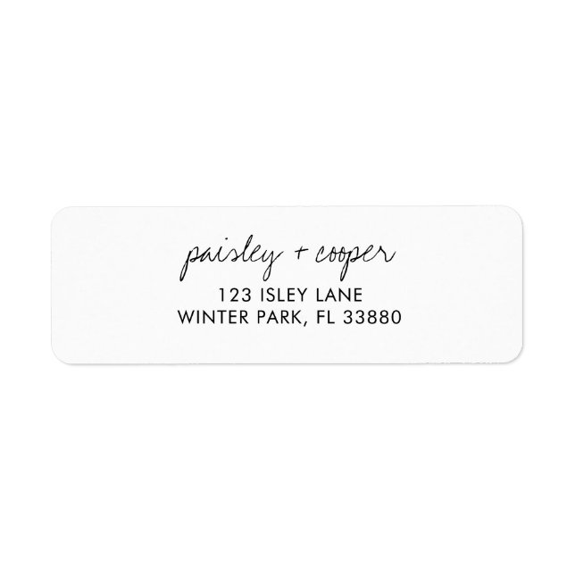 Modern Minimalist White Wedding Return Address (Front)