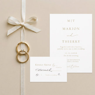 Modern minimalist white wedding RSVP Invitation