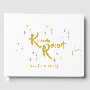 Modern Minimalist White & Yellow Gold Wedding  Guest Book