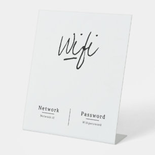 Modern Minimalist Wifi Network Password Pedestal Sign