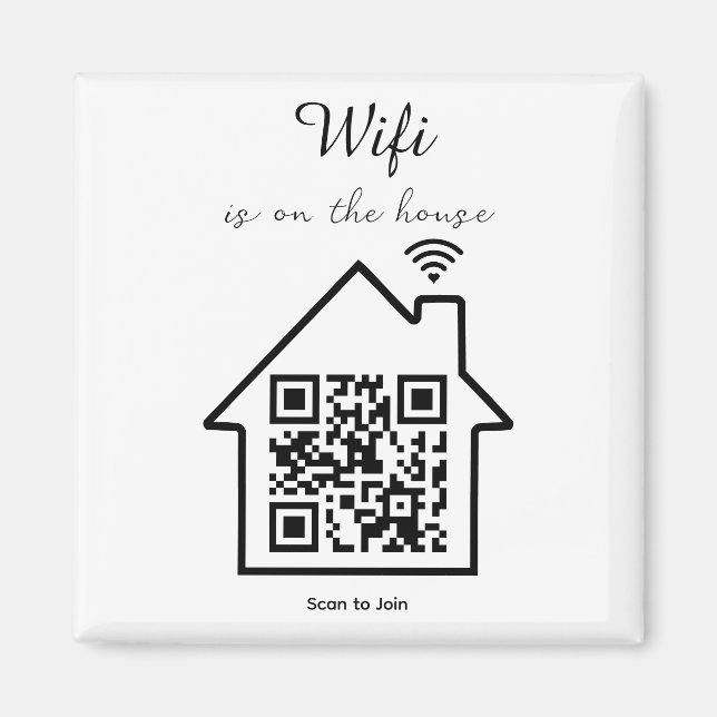 Modern Minimalist WiFi QR Code  Magnet (Front)