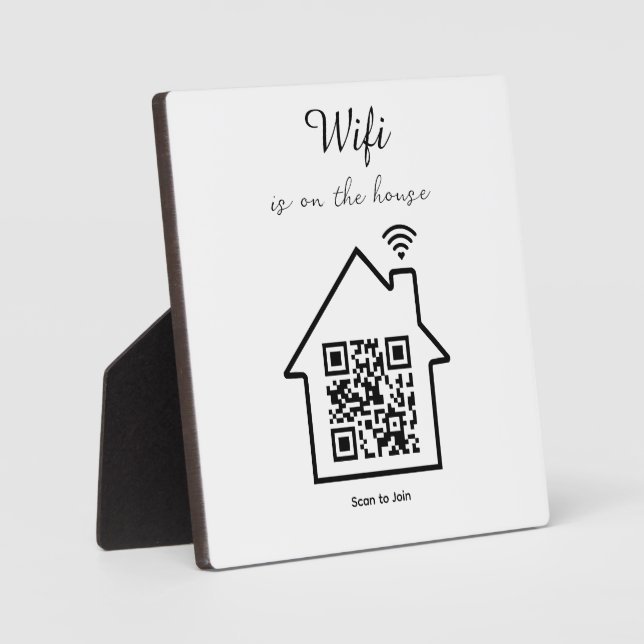 Modern Minimalist WiFi QR Code Tabletop Plaque (Front)