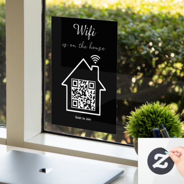 Modern Minimalist WiFi QR Code Window Cling (Office)