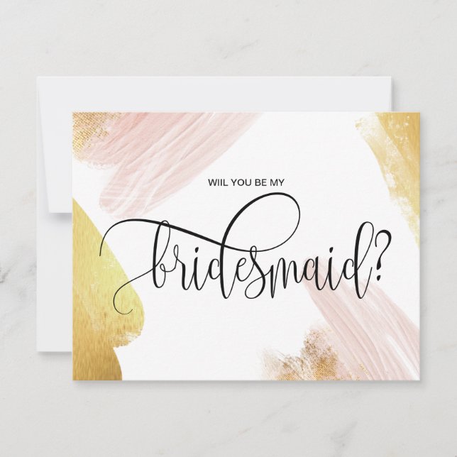 modern minimalist will you be my bridesmaid invitation (Front)