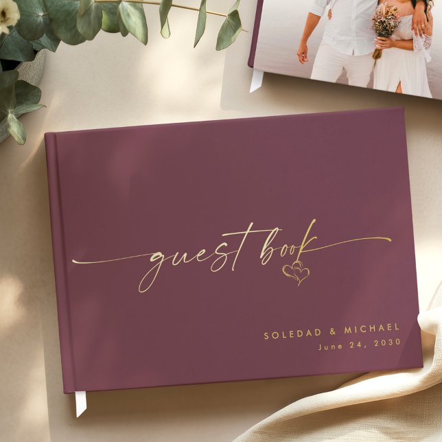 Modern Minimalist Wine Script Wedding Guest Book (Creator Uploaded)