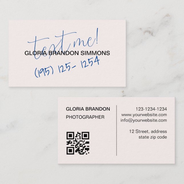 Modern & Minimalist with hand writing note. Business Card (Front/Back)