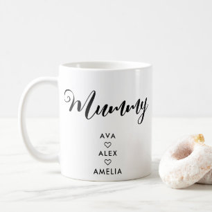 Modern Minimalist with names Mother's Day Mummy Coffee Mug