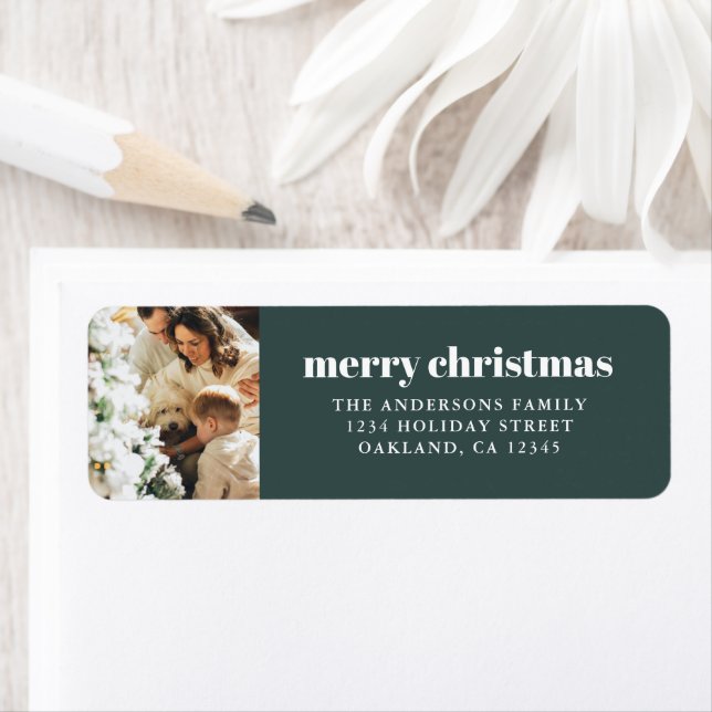 Modern Minimalist with Photo Green Merry Christmas (Insitu)