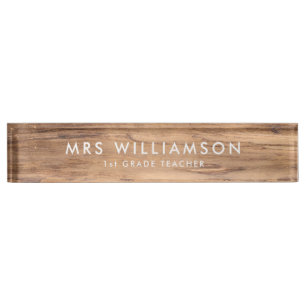 Modern Minimalist Wood Custom teacher desk Nameplate