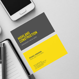 Modern Minimalist Yellow on Dark Grey   Sans Serif Business Card