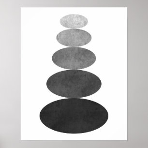 Modern minimalist zen pebble art print