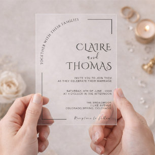Modern Minimaliste wedding Acrylic Invitations