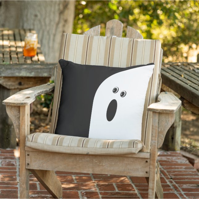 Modern Minimalistic Abstract Ghost Halloween  Lumb Outdoor Pillow (Chair)