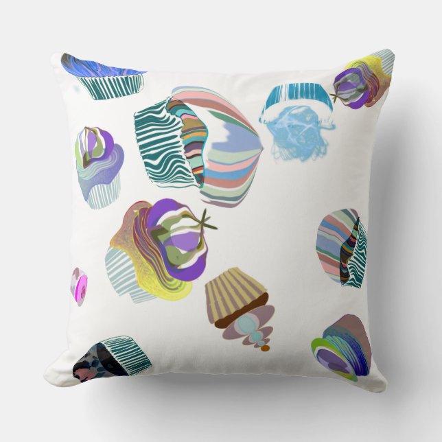 Modern minimalistic bakers blue teal green cupcake throw pillow (Front)