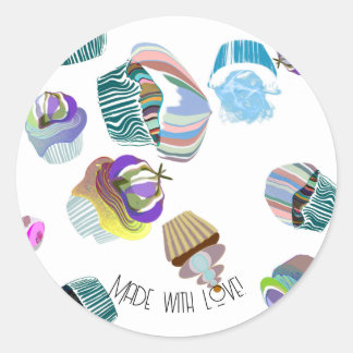 Modern minimalistic bakers dozen cupcake fantasy classic round sticker
