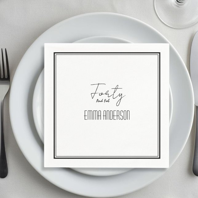 Modern Minimalistic Black Customizable text White Napkin (Creator Uploaded)
