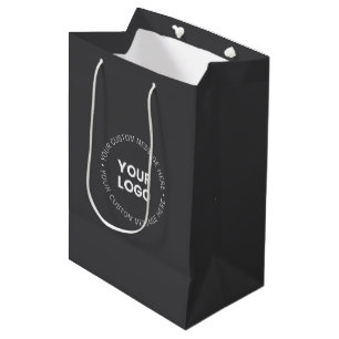 Modern Minimalistic Company Logo/any Image Grey Medium Gift Bag