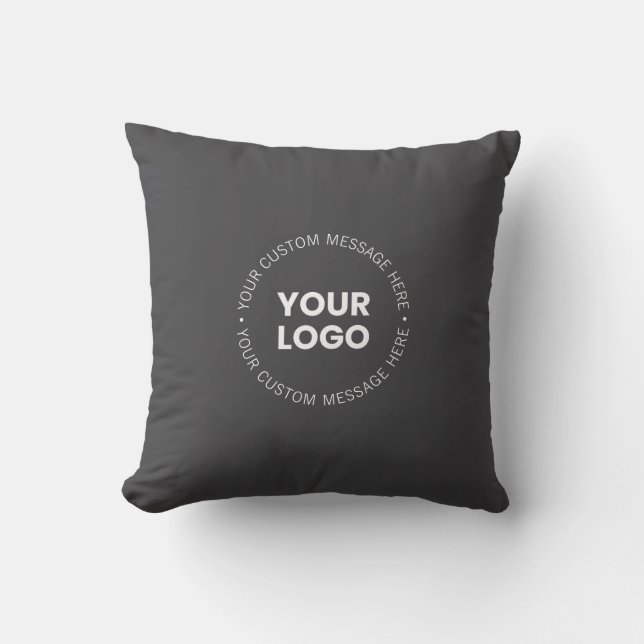 Modern Minimalistic Company Logo/any Image | Grey  Throw Pillow (Front)
