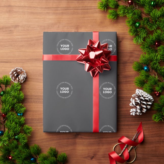 Modern Minimalistic Company Logo/any Image | Grey  Wrapping Paper (Holiday Gift)