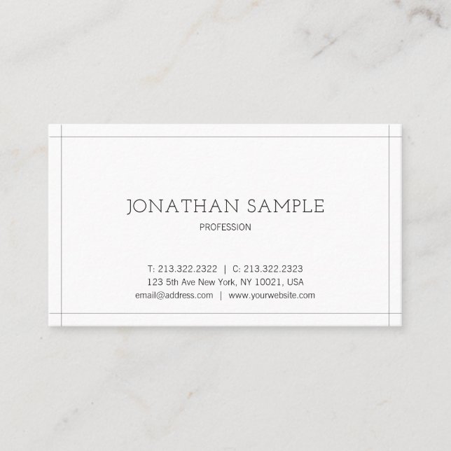 Modern Minimalistic Design Elegant Trendy Plain Business Card (Front)