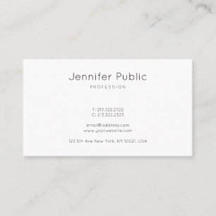 Modern Minimalistic Design Elegant White Plain Top Business Card