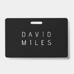 Modern Minimalistic Editable Name   Black & White Badge