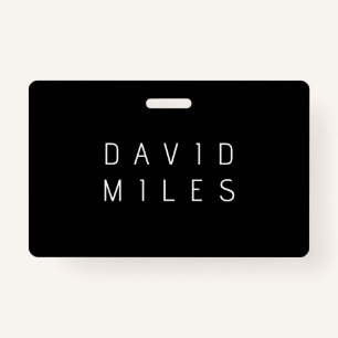 Modern Minimalistic Editable Name Black & White Badge