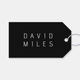 Modern Minimalistic Editable Name   Black & White Gift Tags