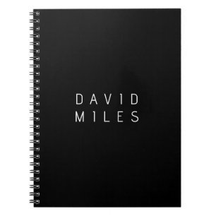 Modern Minimalistic Editable Name   Black & White Notebook