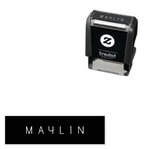 Modern Minimalistic Editable Name   Black & White Self-inking Stamp