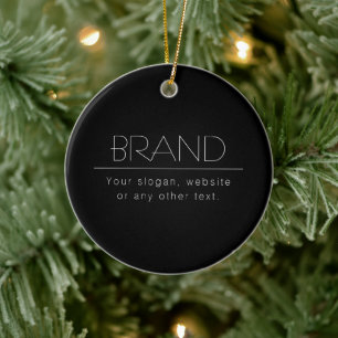 Modern Minimalistic Editable Text Black & White Ceramic Ornament