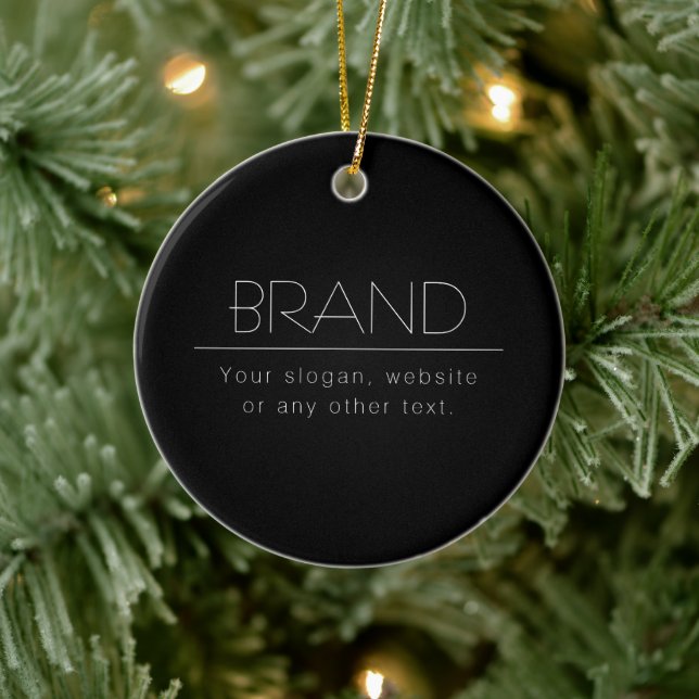 Modern Minimalistic Editable Text | Black & White Ceramic Ornament (Tree)