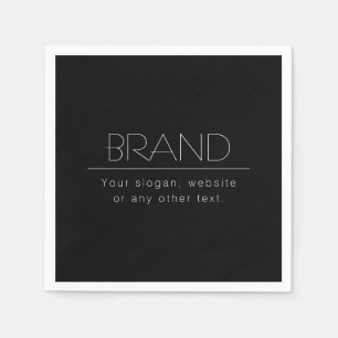 Modern Minimalistic Editable Text   Black & White Napkin
