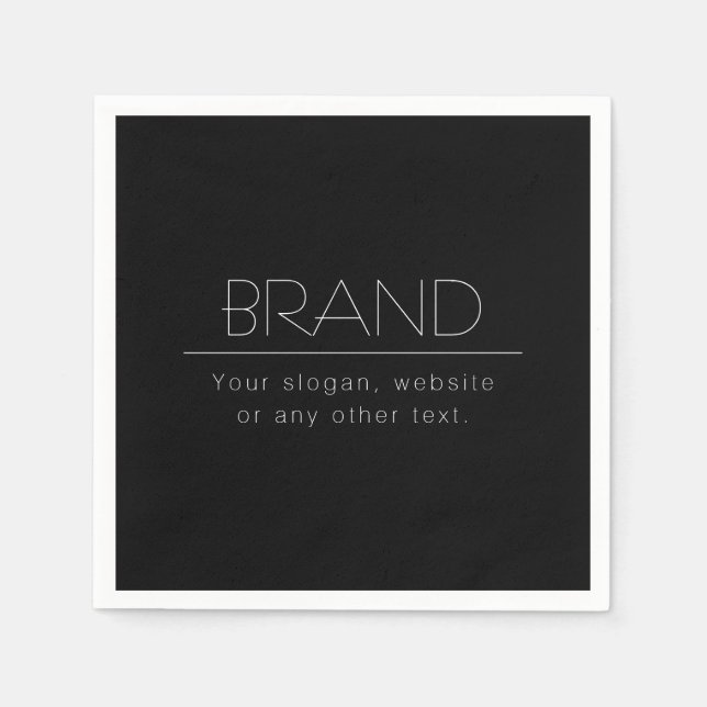 Modern Minimalistic Editable Text | Black & White Napkin (Front)