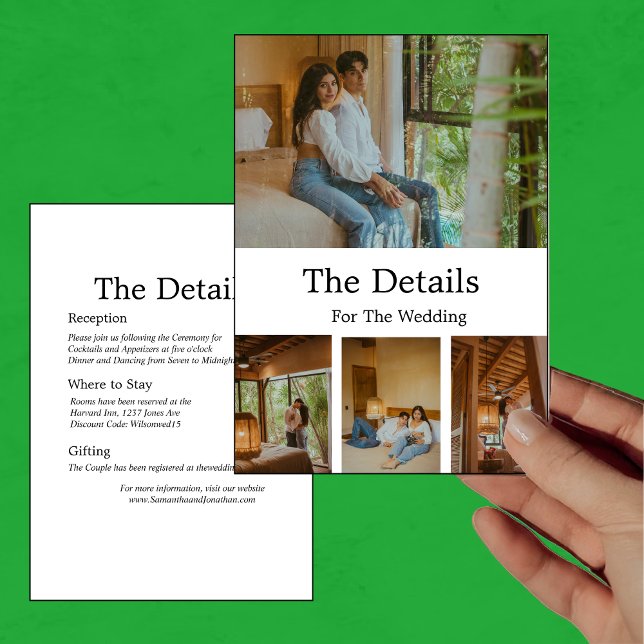 Modern Minimalistic Elegant 4 Photo Details Card (Creator Uploaded)