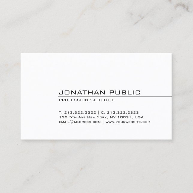 Modern Minimalistic Elegant Design Trendy Plain Business Card (Front)