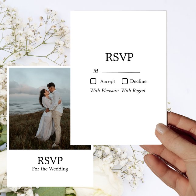 Modern Minimalistic Elegant Photo Wedding RSVP  Invitation (Creator Uploaded)
